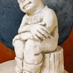 mietteliäs pihatonttu betoninen puutarhakoriste ulos 1